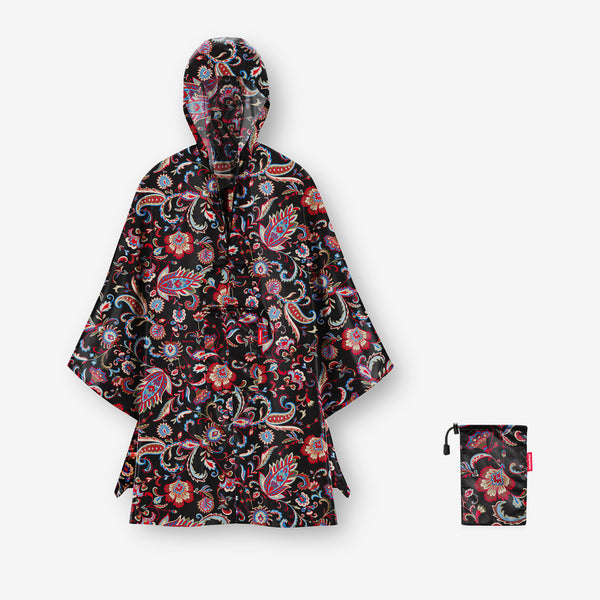 mini maxi poncho paisley black