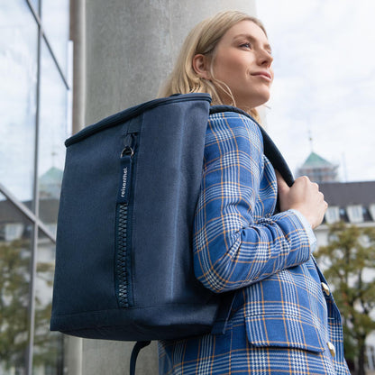 overnighter-backpack M herringbone dark blue