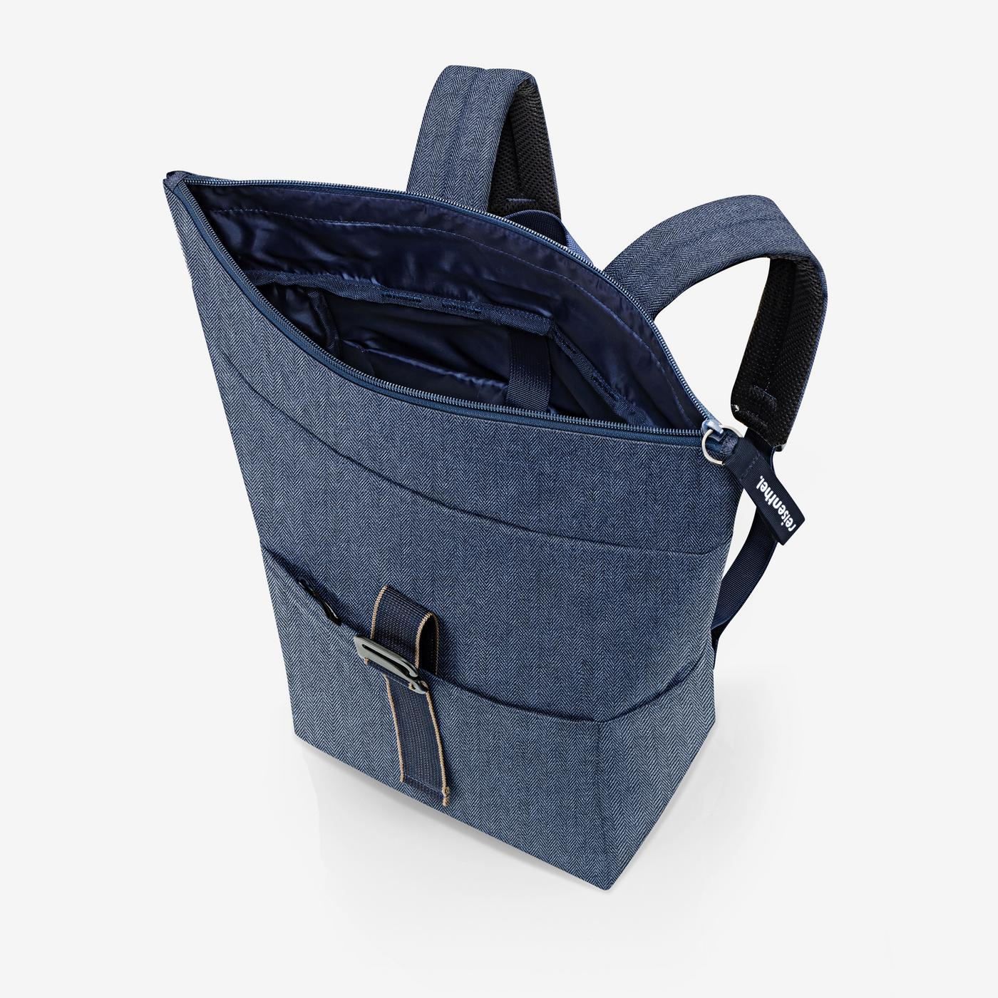 rolltop backpack herringbone dark blue