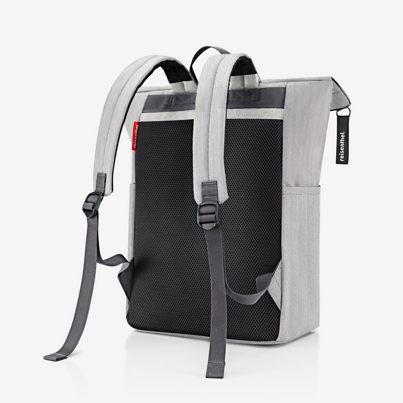 rolltop backpack herringbone grey