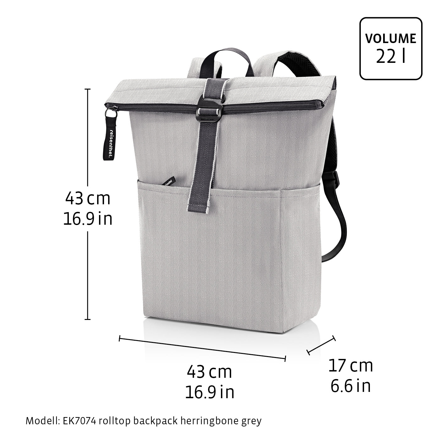 rolltop backpack twist silver