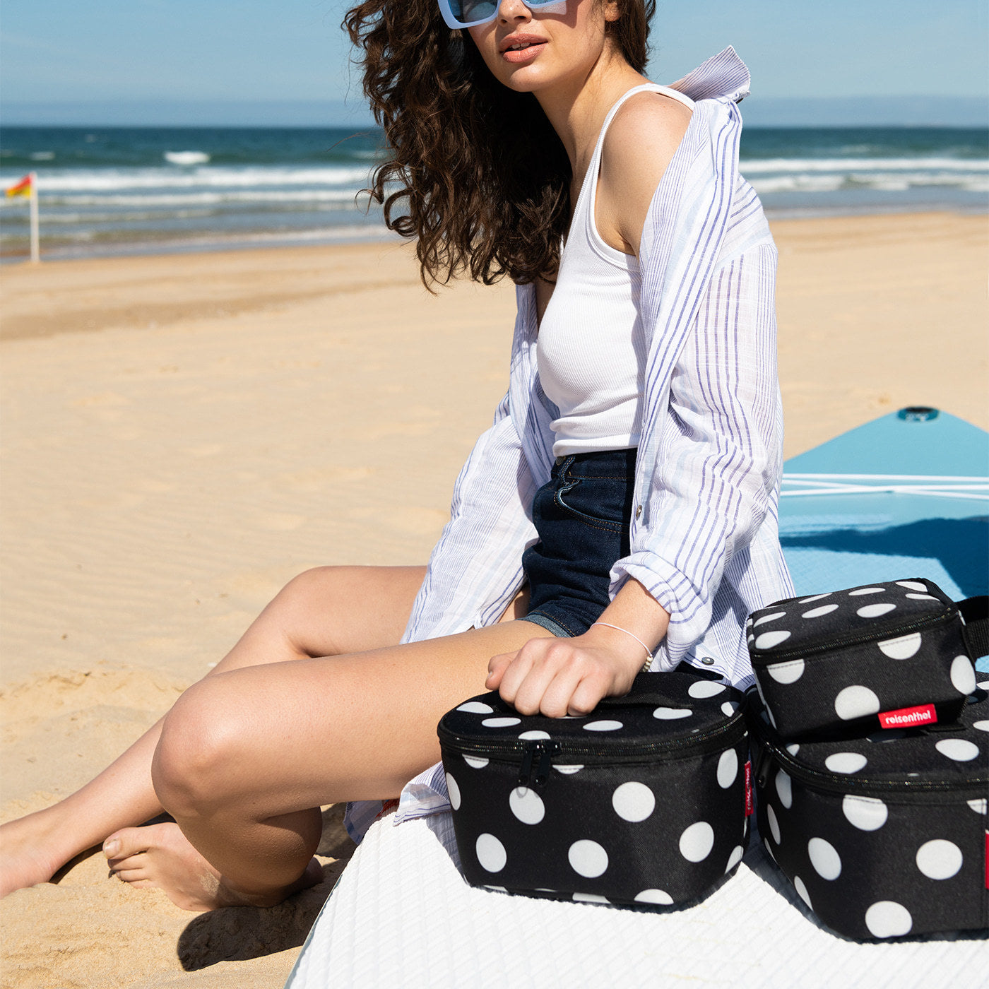 coolerbag S pocket dots white