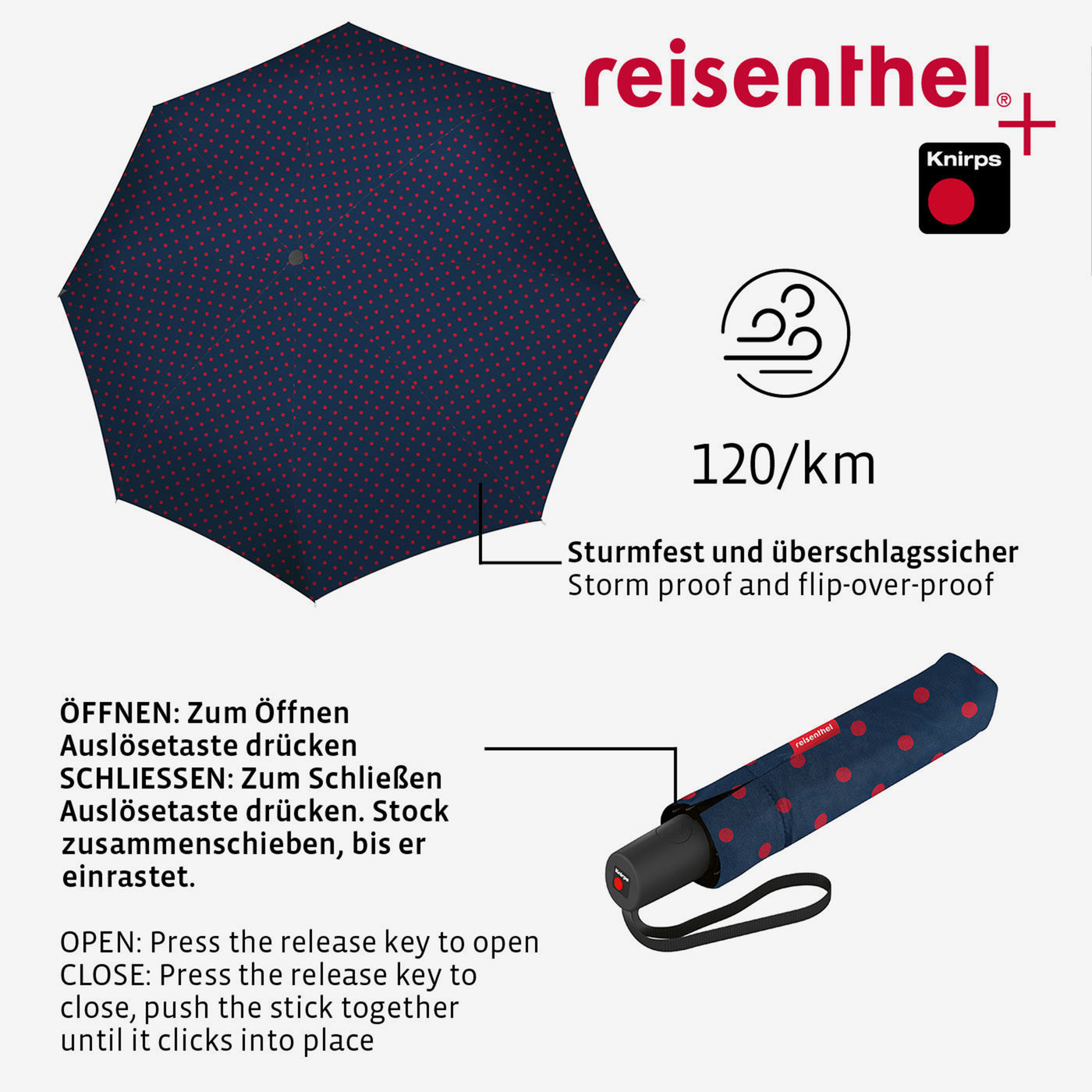 umbrella pocket duomatic mixed dots red