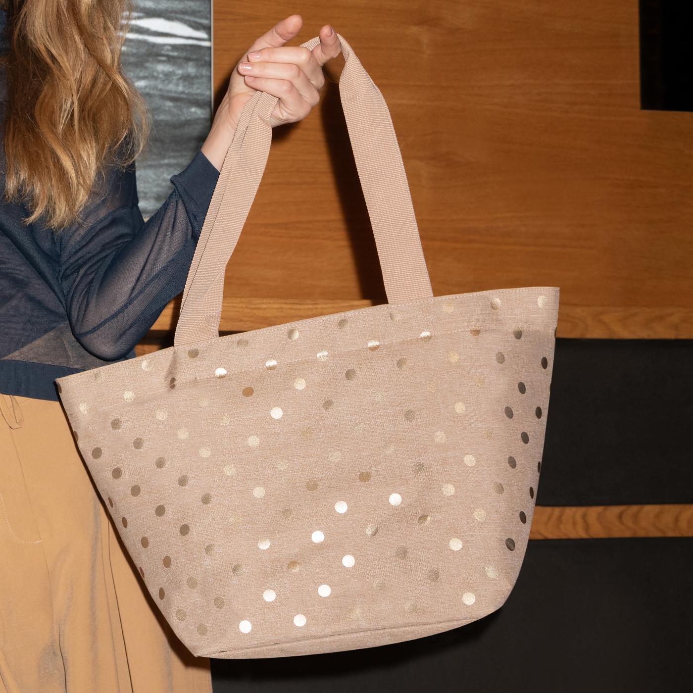 shopper M metallic dots coffee